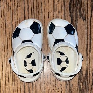 CROCS Kids Soccer Ball Slippers - Black and White